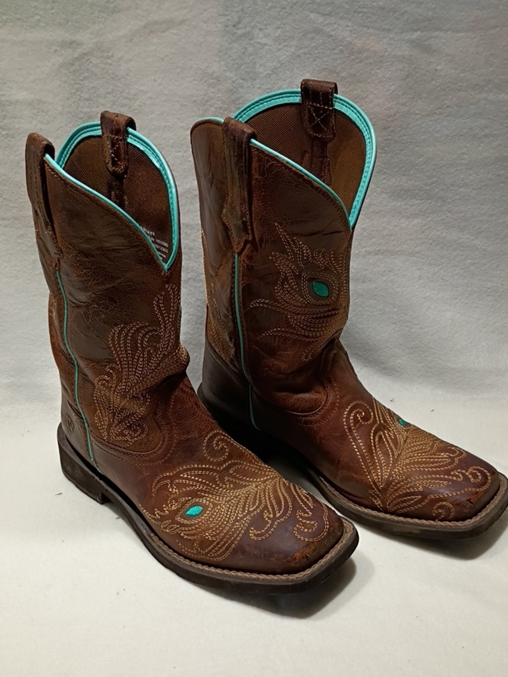 Ariat Bright Eyes II Western Boot Brown And Teal Women's Size 6B Cowgirl Leather